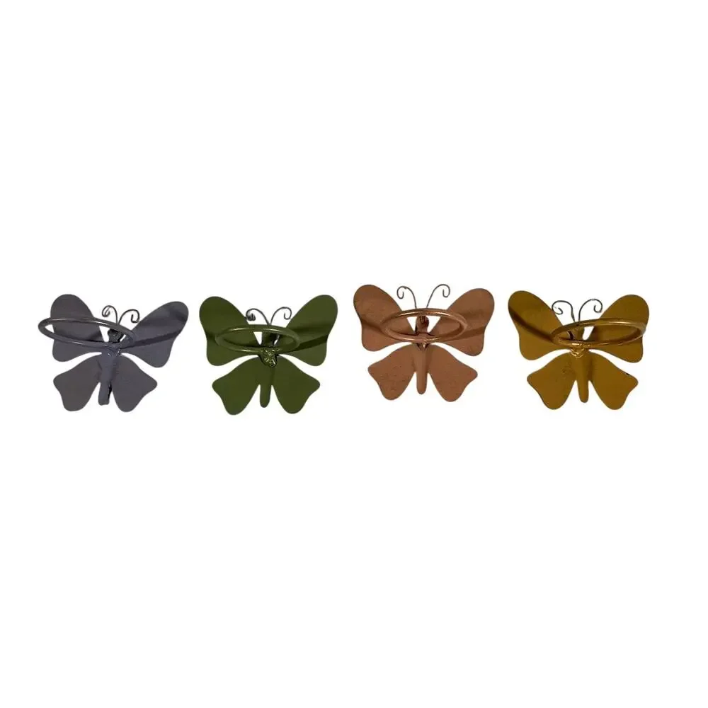 Metal Butterfly Napkin Rings Set of 4 Pastel Spring Table Decor Holders